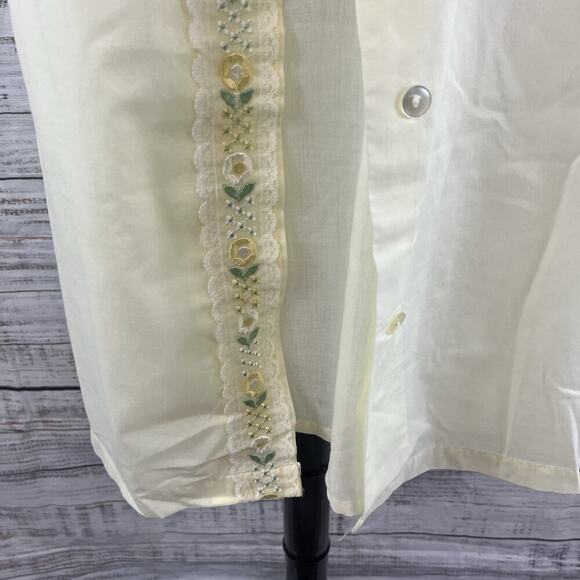 Vintage Katz 2pc Nightgown House Coat Robe Set sz Small Yellow Floral Embroidery - Picture 10 of 16